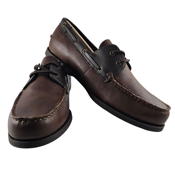 NWT Club Room Boat Shoes Mens Size 11 Brown Elliot Lace Up Two Tone Casual - Picture 1 of 14